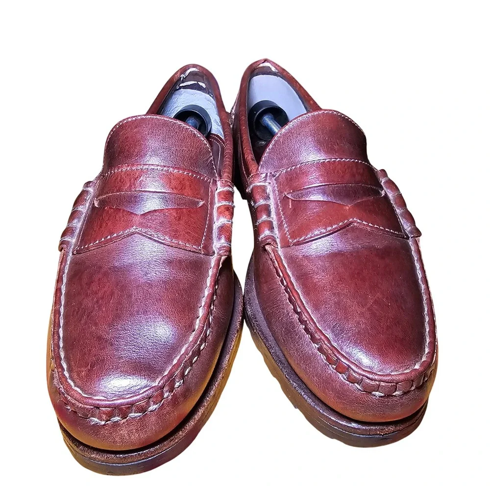 Allen Edmonds Gorham Mens Brown Leather Penny Loafers Lug Sole USA Made 10.5 D